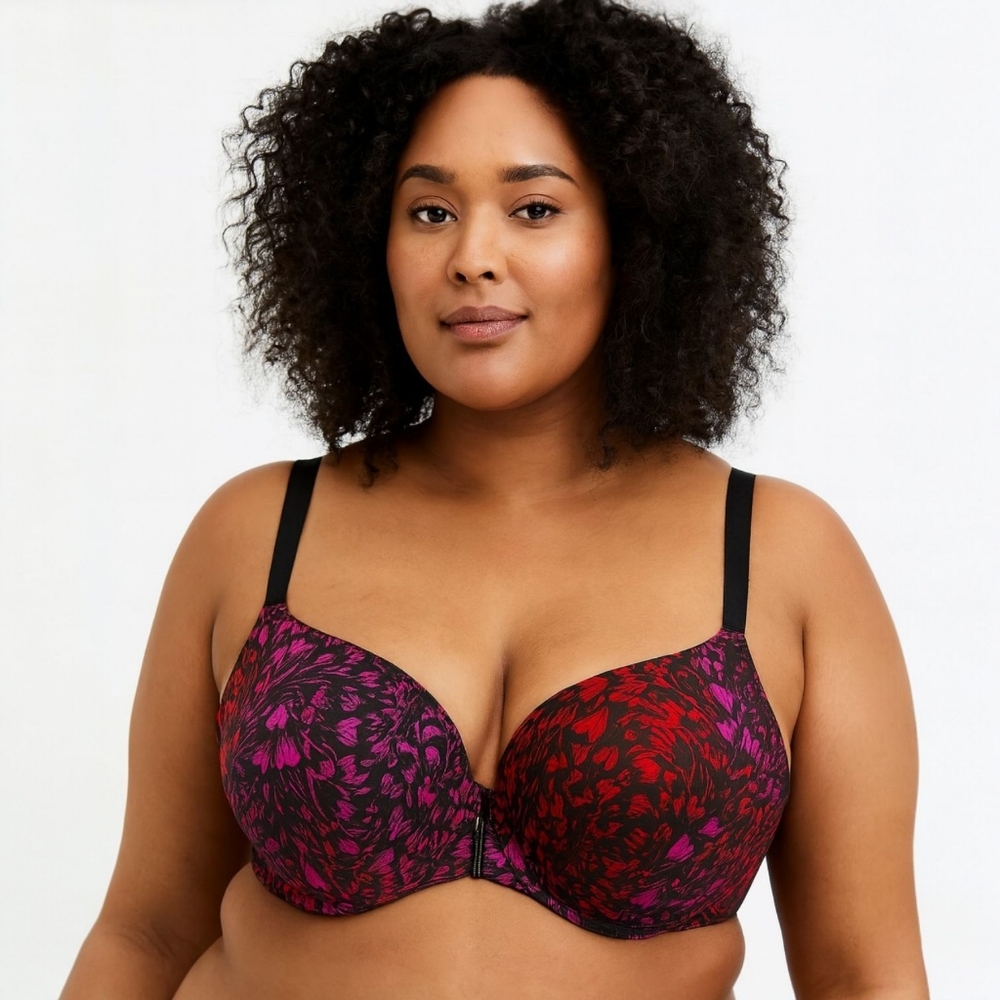 Torrid Women's Printed Underwire Front Close Bra in Red & Purple